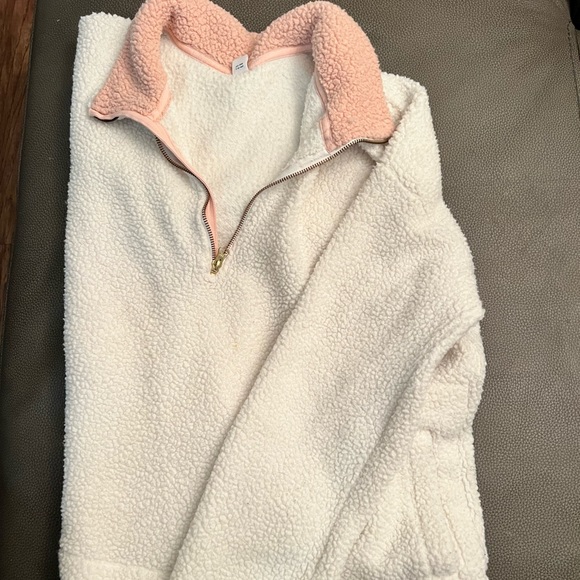 Old Navy White & Pink Sherpa Jacket - Picture 1 of 2